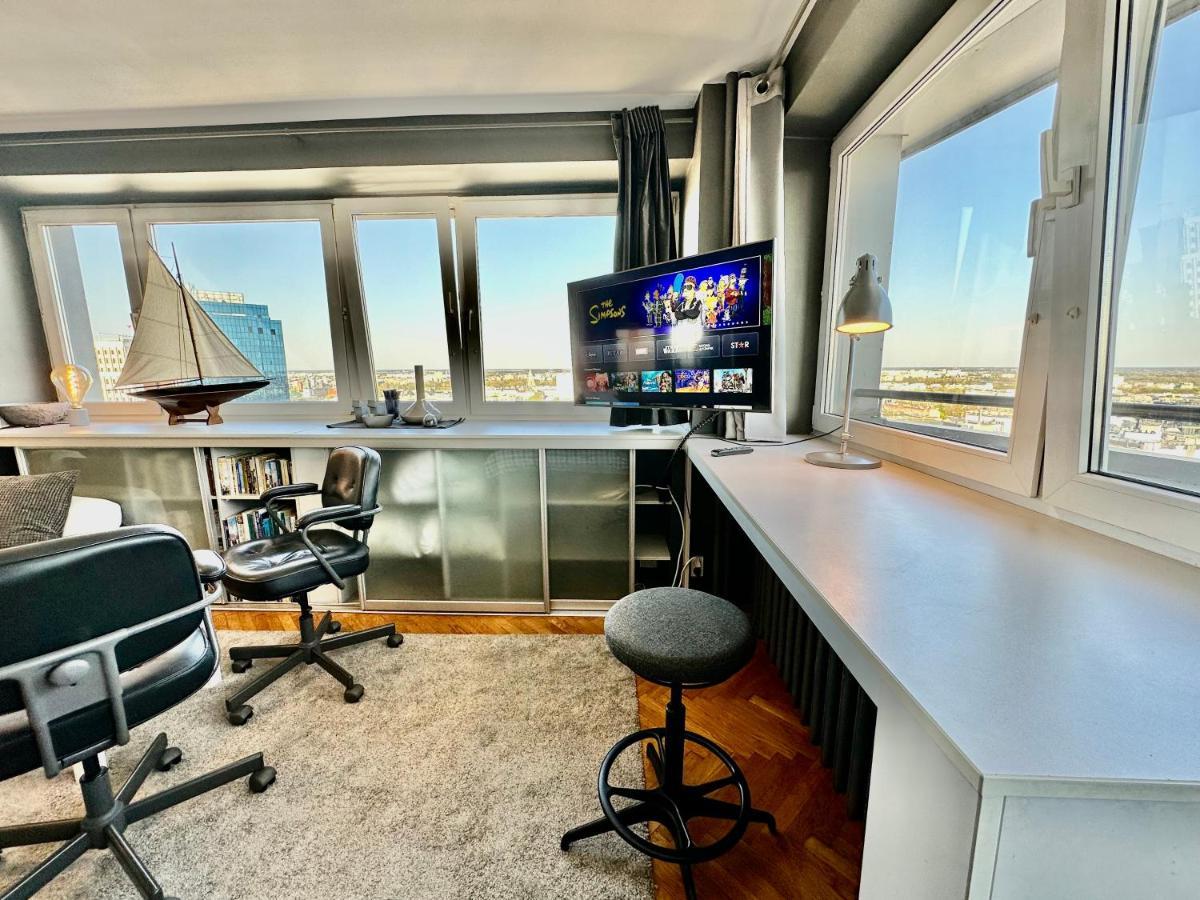 Super Apartament Grey Centrum 2X Metro Fast Wifi 300 Mbs Netflix Appletv Smarttv Spotify Panorama Miasta Warsawa Bagian luar foto